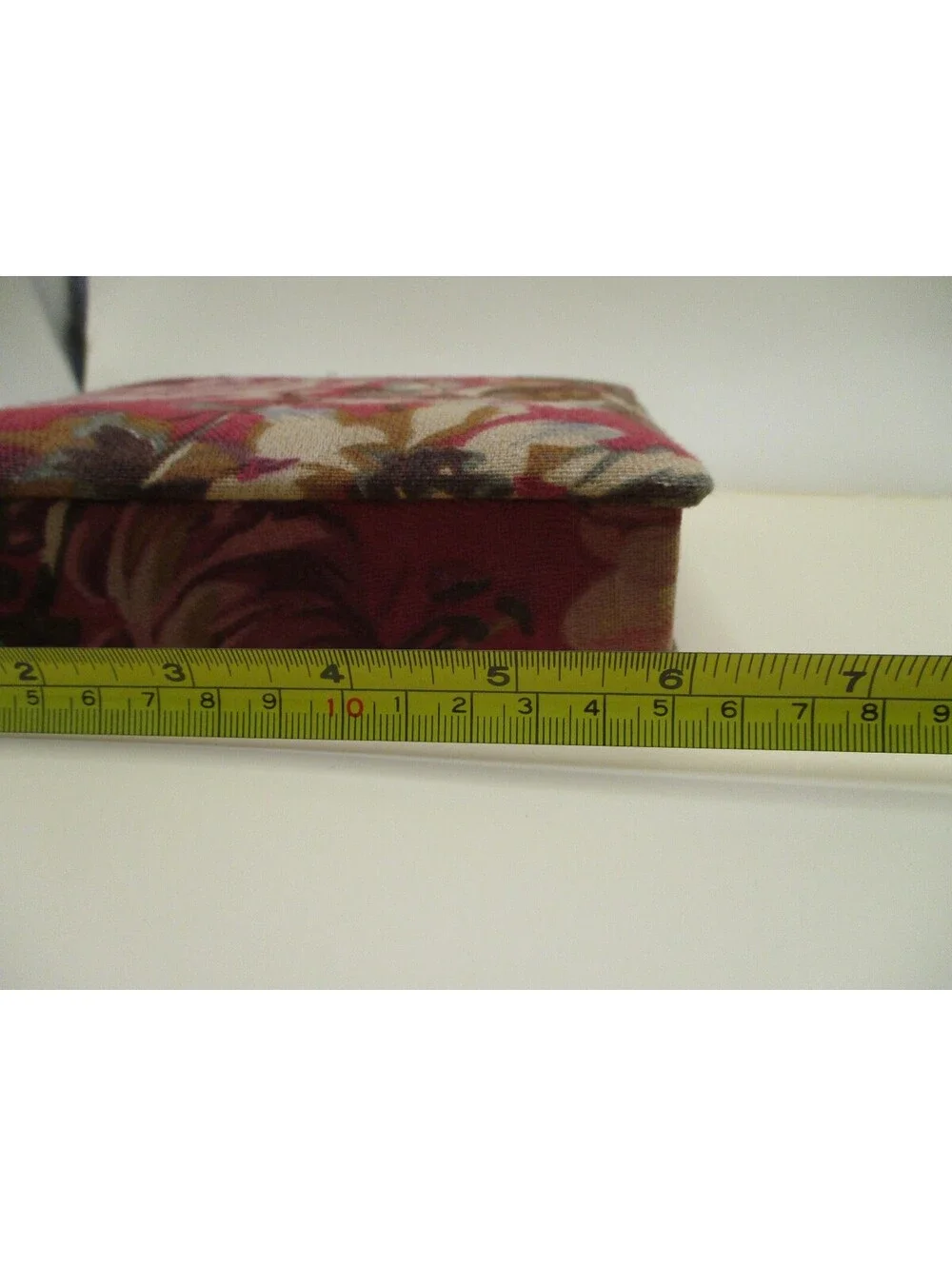 Vintage Floral Fabric Covered Jewelry Box Padded Hinged Keepsake Storage Case